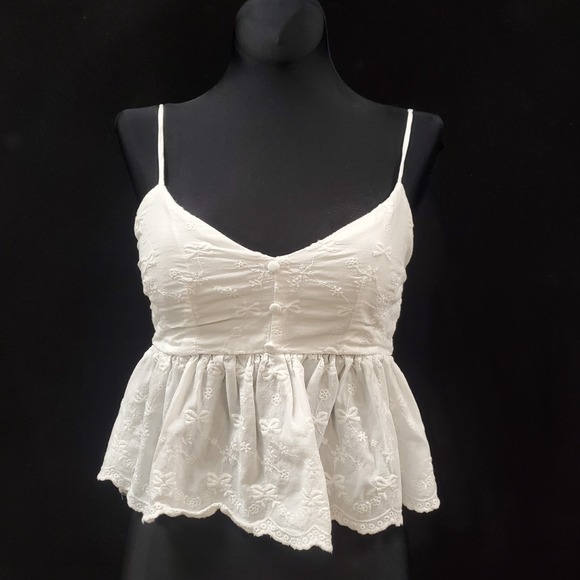 Altar'd State Tops - Altard State Womens Sleeveless Babydoll V Neck Cropped Top Size XS White Bow